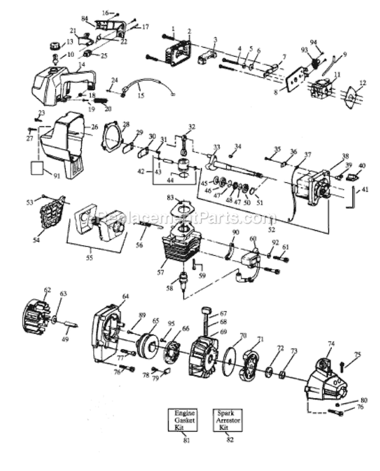 Page D Diagram and Parts List for GTI17T  Weed Eater Trimmer